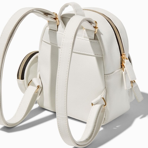 Rainbow Stripe Quilted White Small Backpack Claire’s NWT - Picture 2 of 3